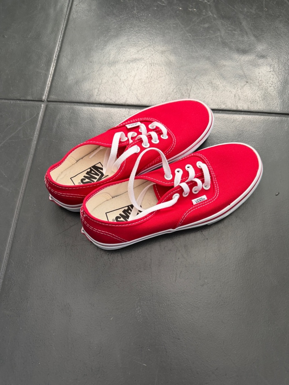 Vans Red Canvas Lace-Up Sneakers